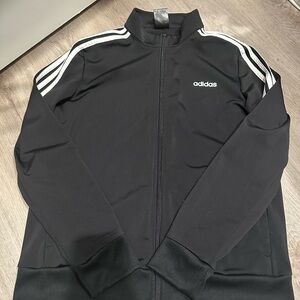 Adidas Women's Black Jacket with White Stripes